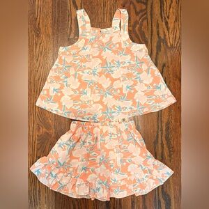 Mabel & Honey Floral Peach  Sleeveless Top and Short Set